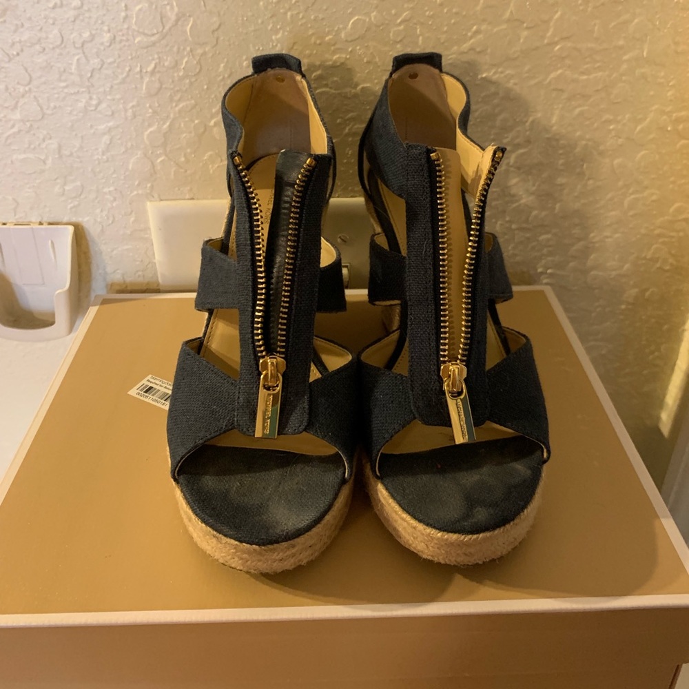 Michael Kors Navy Wedge Sandals